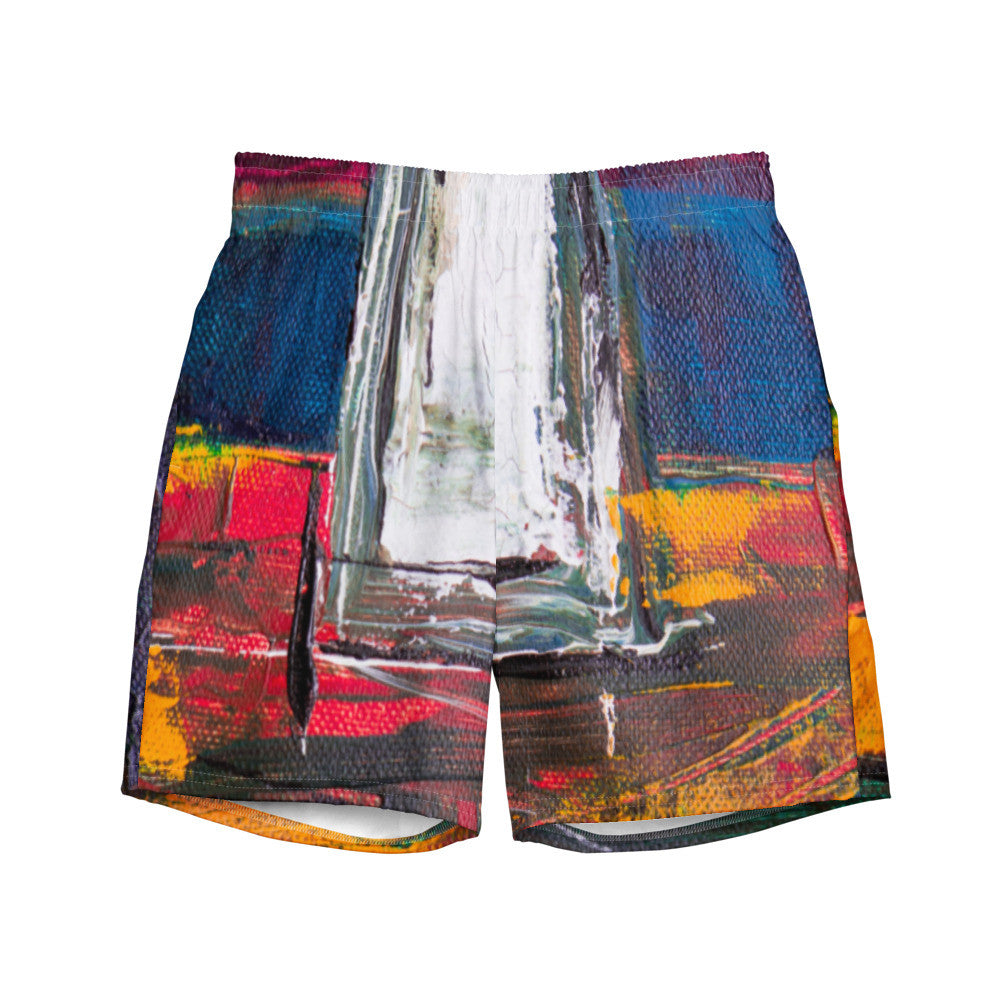 Color-Block Men's Swim Trunks — Print IV
