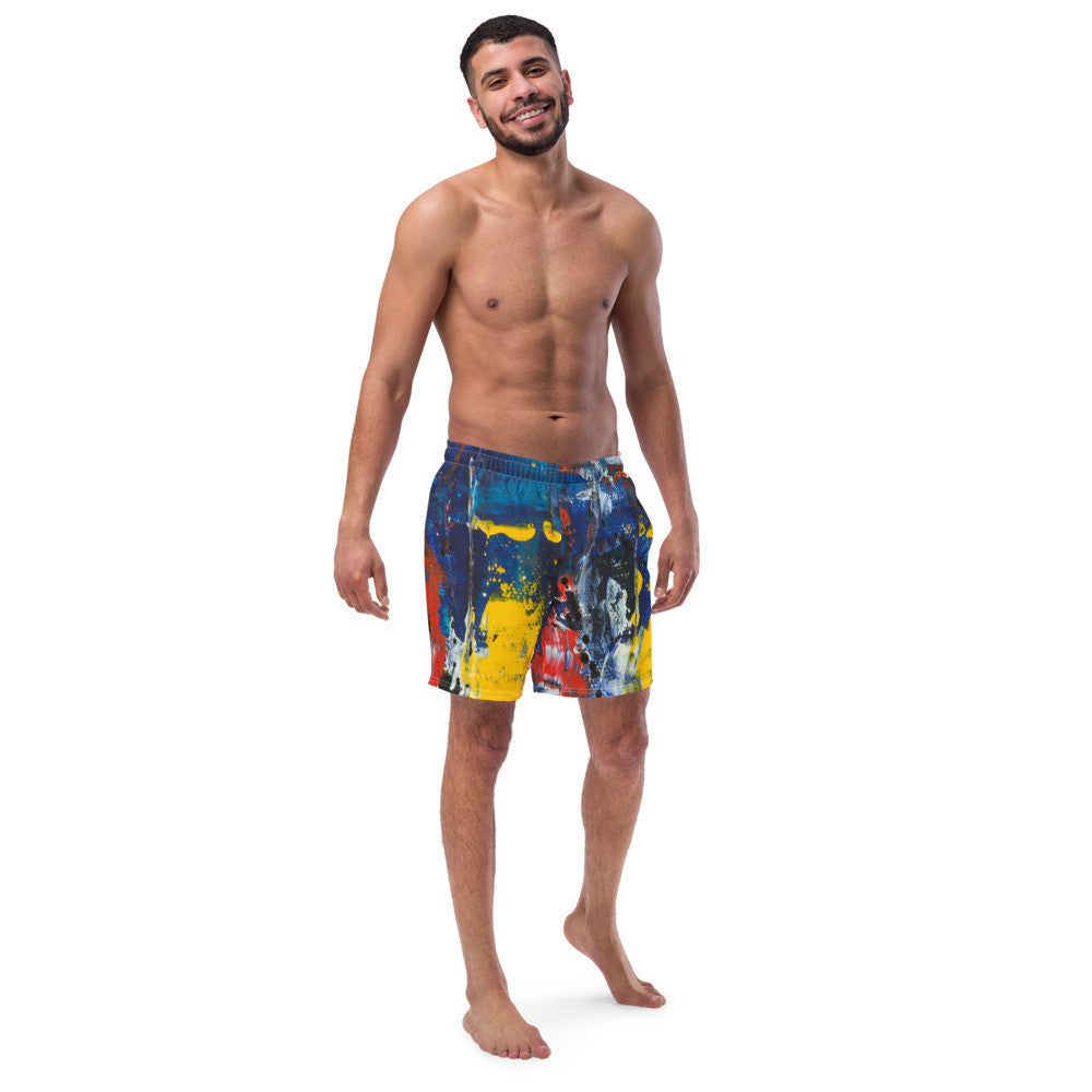 Color-Block Men's Swim Trunks — Print II