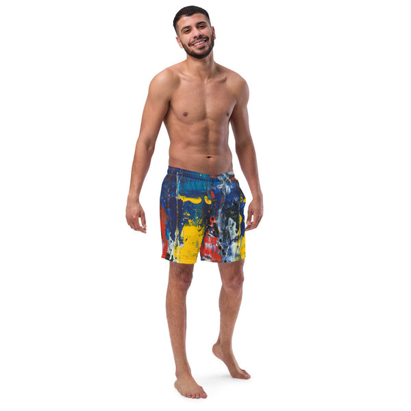 Color-Block Men's Swim Trunks — Print II