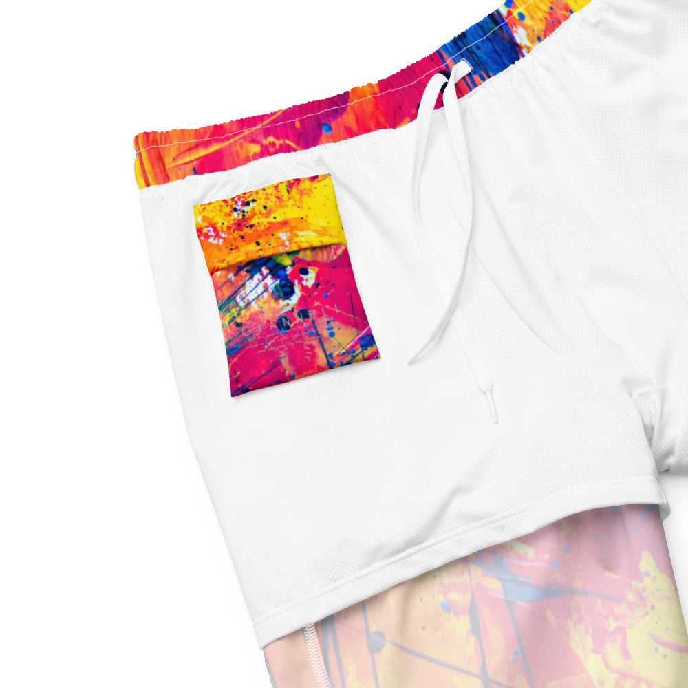 Color-Block Men's Swim Trunks — Print III
