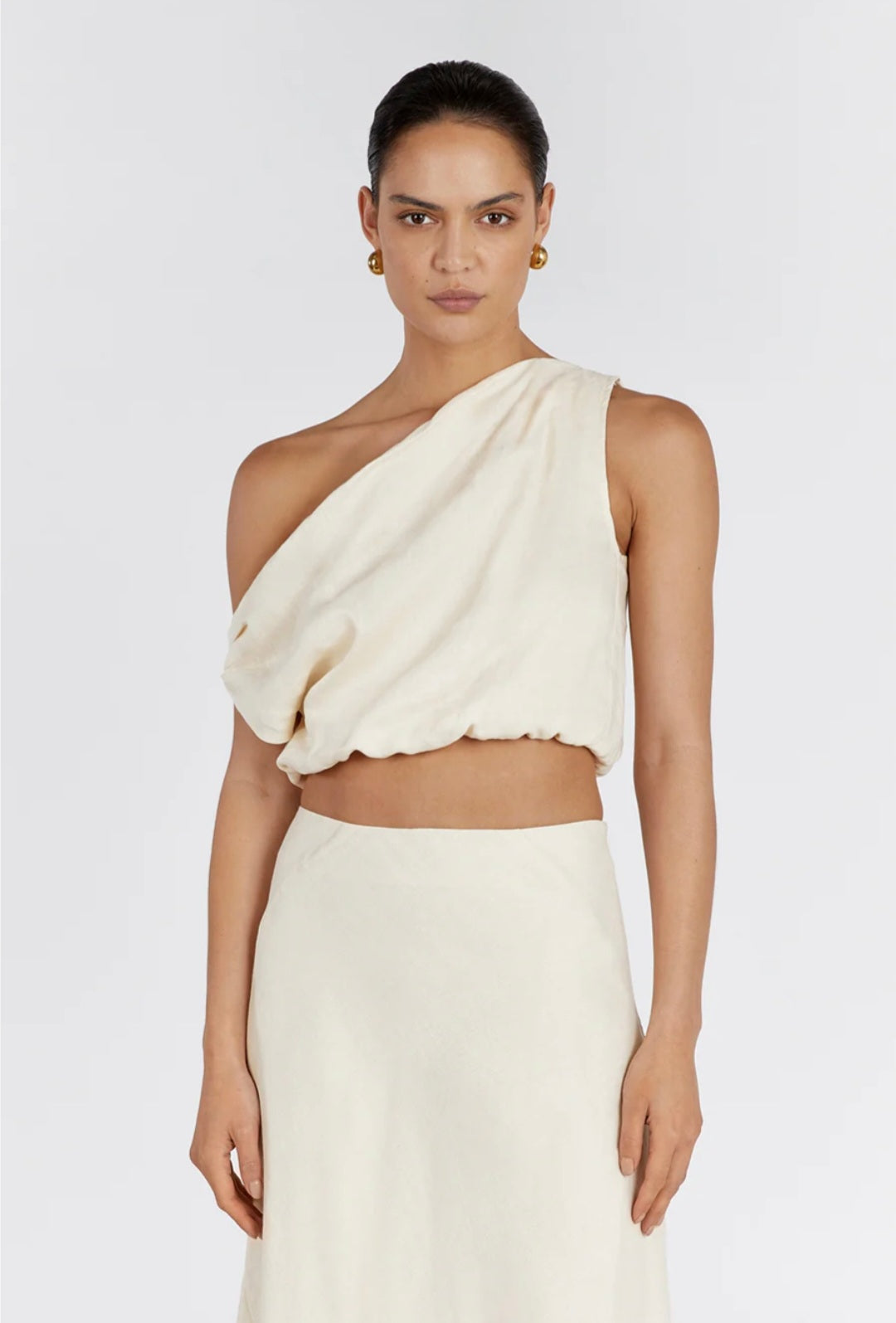 Ivory Asymmetric Linen Top