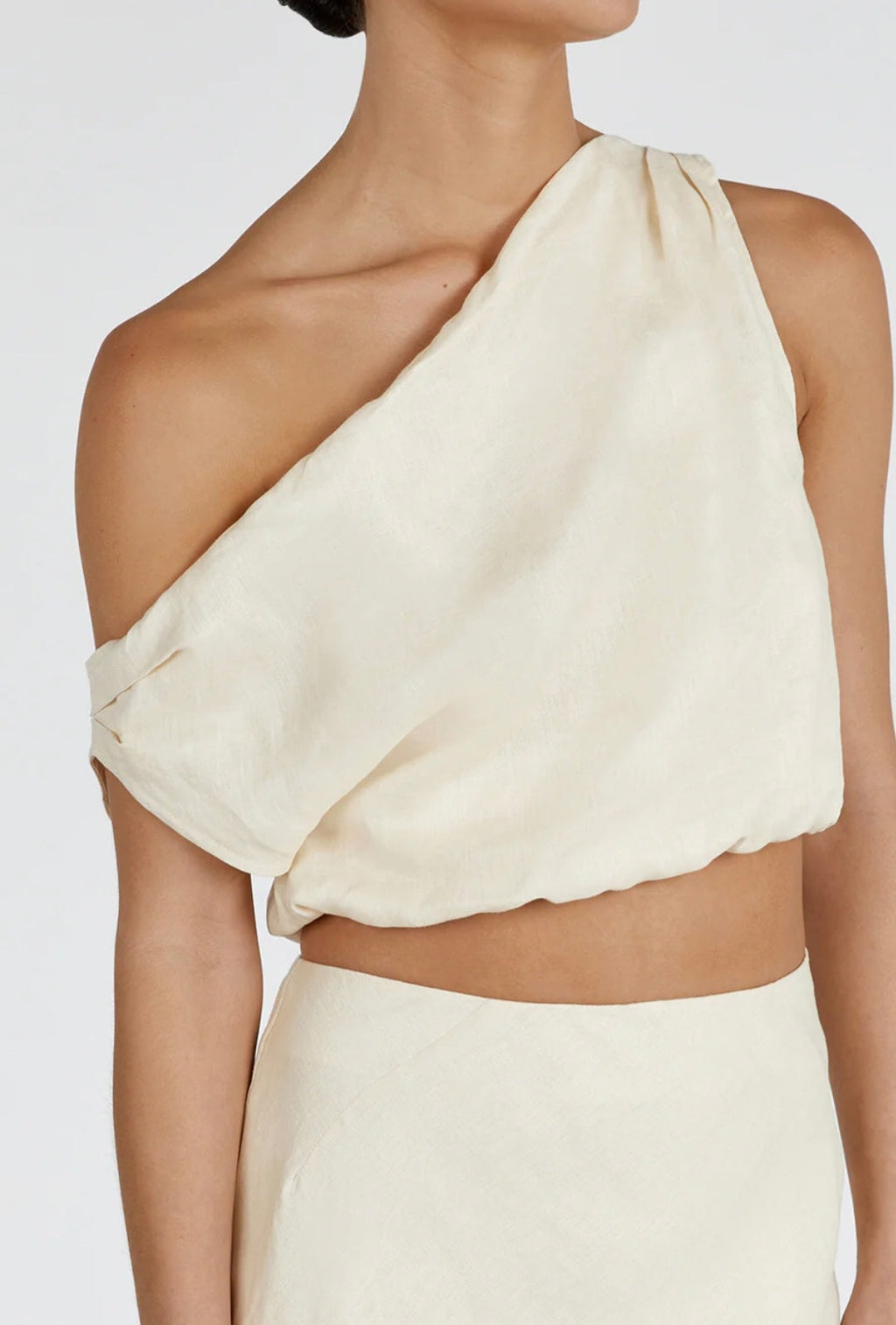Ivory Asymmetric Linen Top