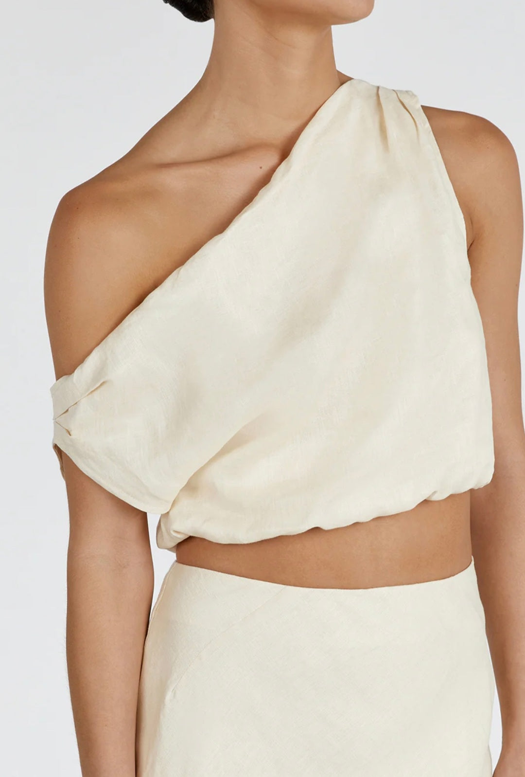 Ivory Asymmetric Linen Top