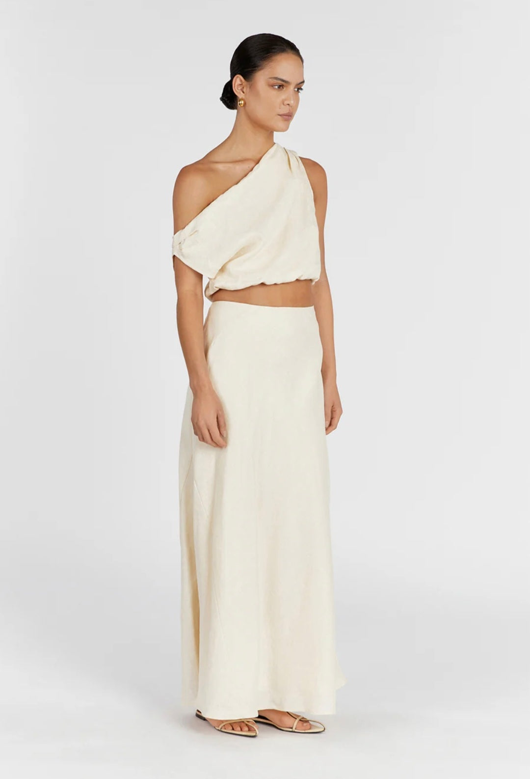 Ivory Asymmetric Linen Top