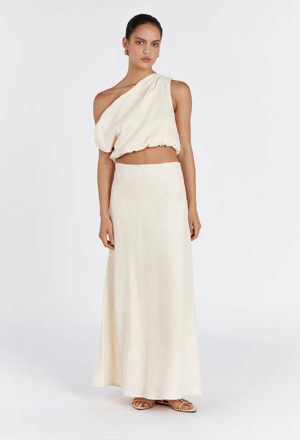 Ivory Asymmetric Linen Top